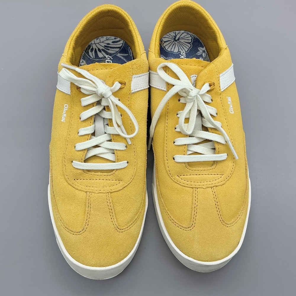 OluKai Womens US 10 Leather Sneakers Yellow Lace Up Casual Shoes  EUR 40